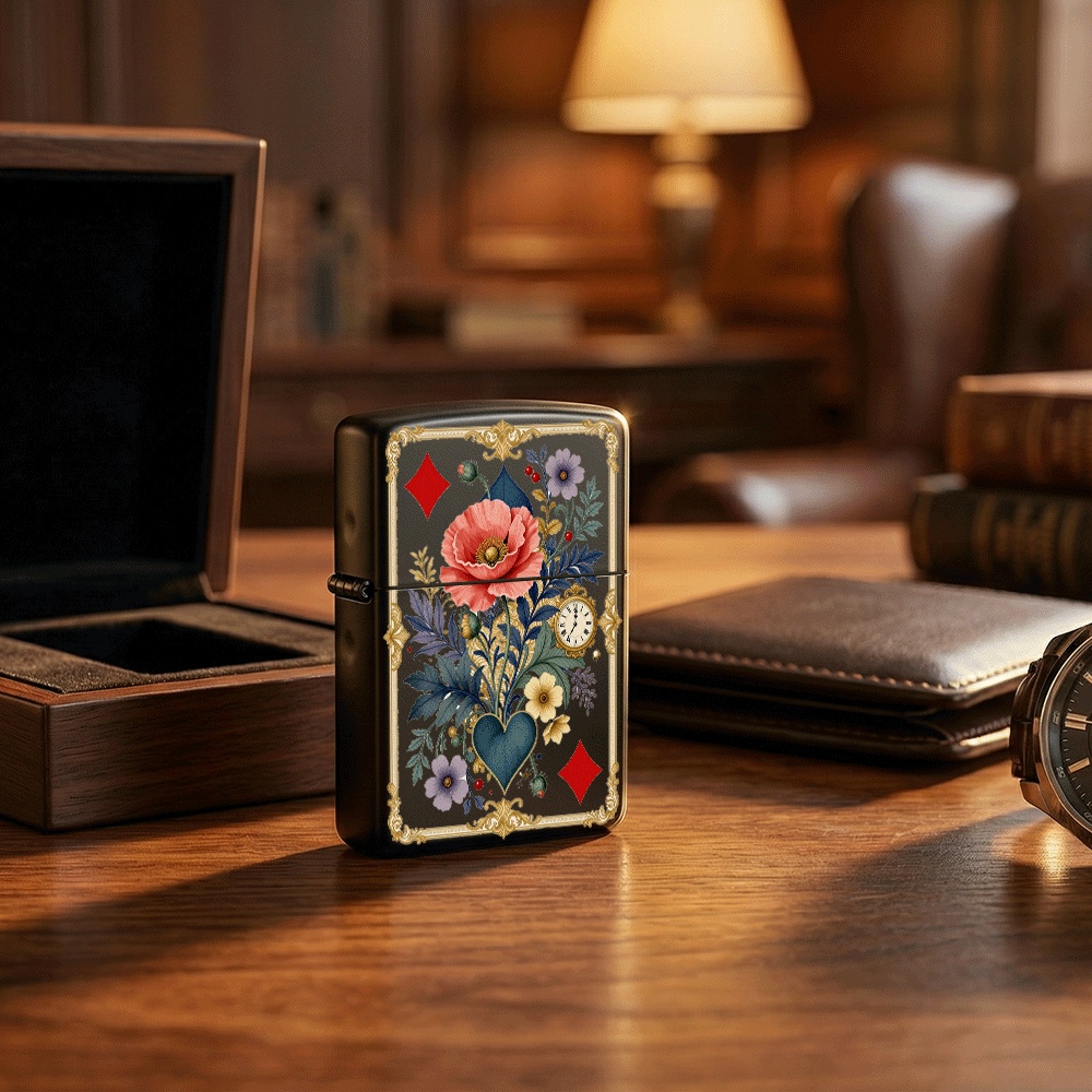 Vintage Collectible Playing Cards - 빈티지 장식 스타일 플립탑 라이터, 플레잉