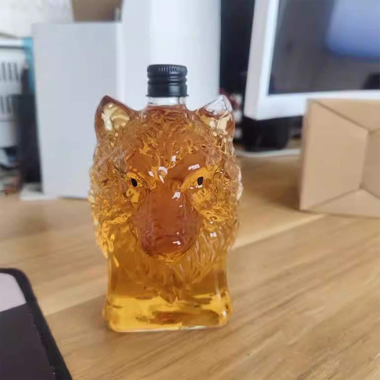 Vintage Collectible Glass - 위스키 병 늑대 모양 와인 컵