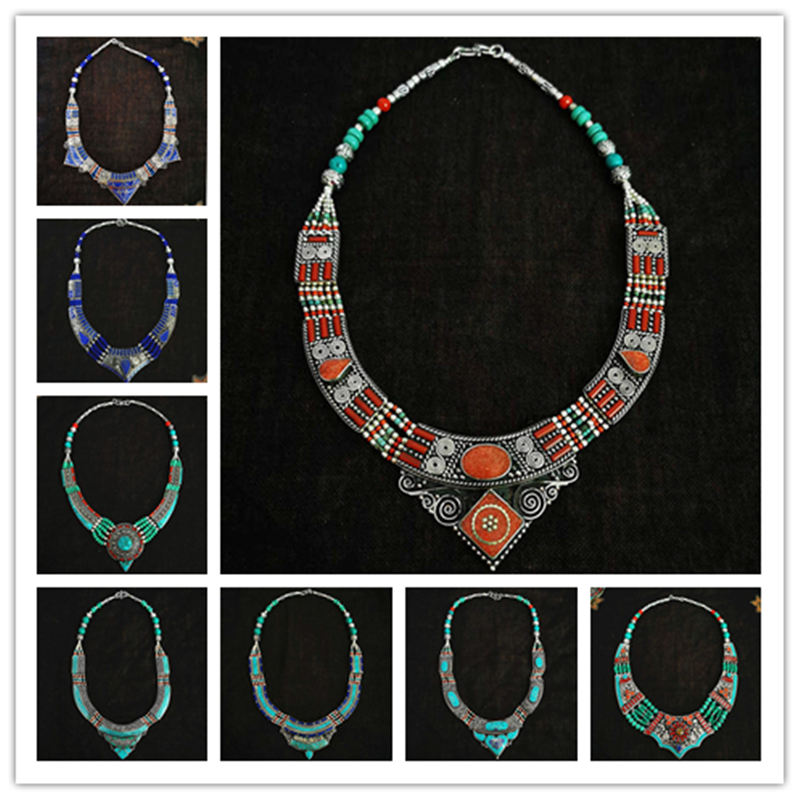 Vintage Collectible Jewelry - BOHO 빈티지 목걸이 컬렉션, 구리 상감