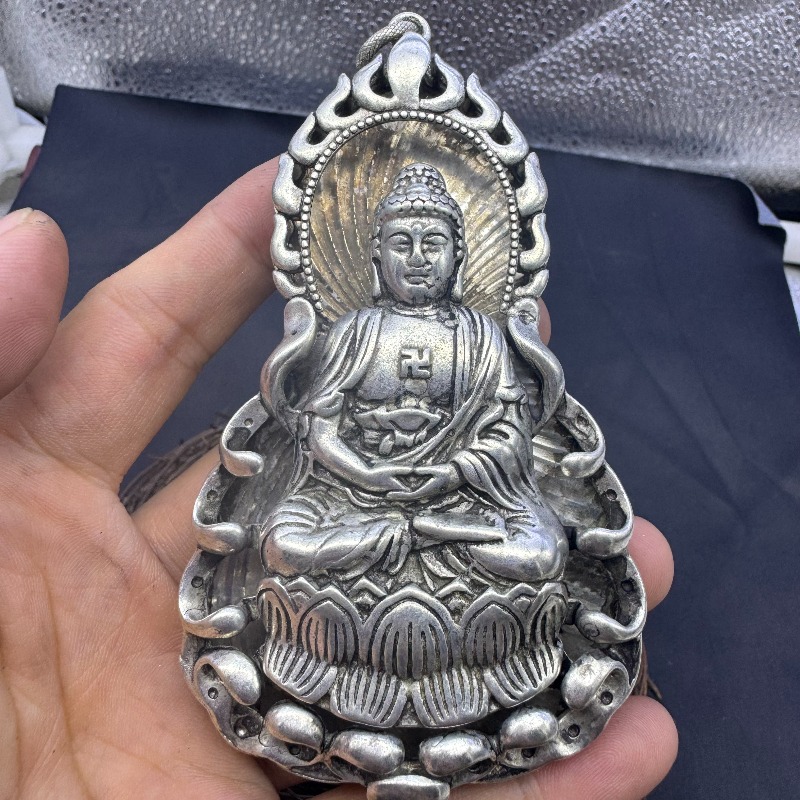 Vintage Collectible Jewelry - 앤틱 모조 첸롱 관음 불상 펜던트