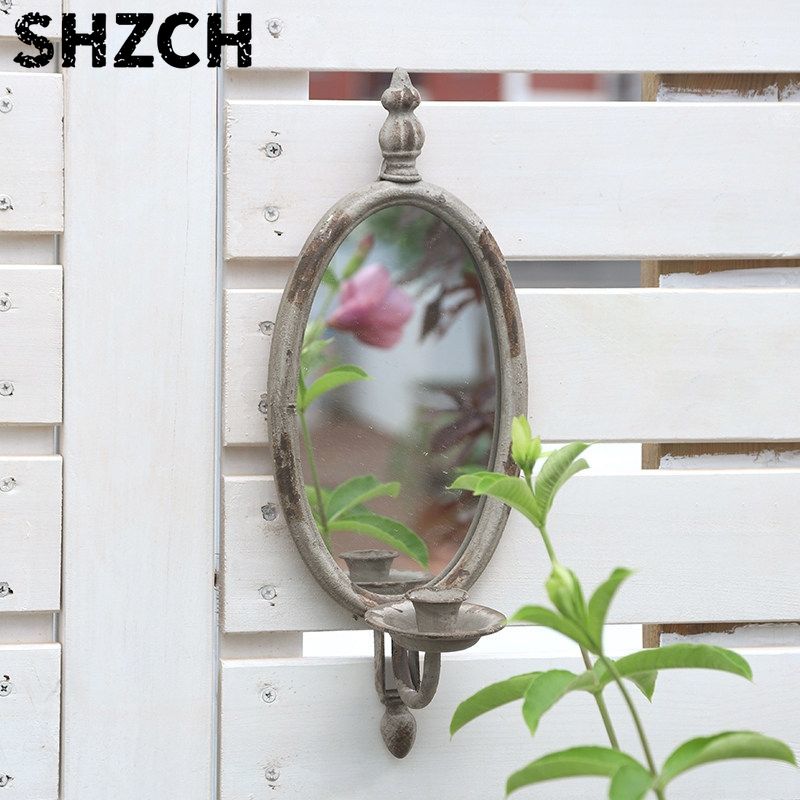Vintage Collectible Glass - 빈티지 캔들스틱 캔들 벽 장식 거울