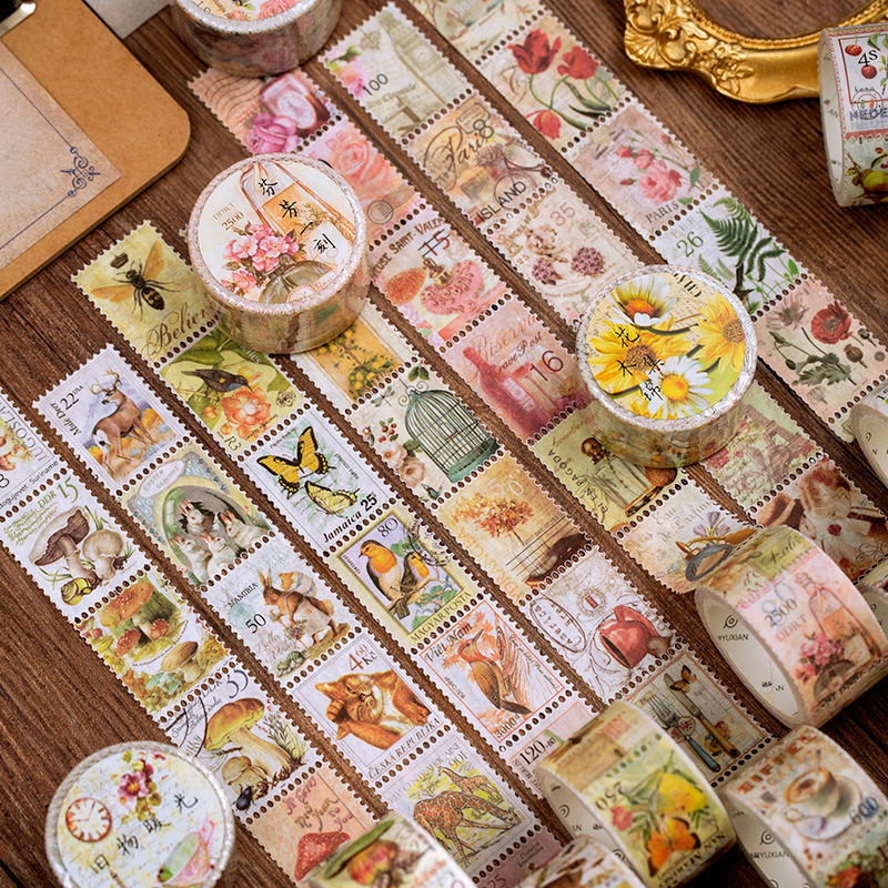 Vintage Collectible Stamps - 장식용 접착 테이프 빈티지 스탬프 수집