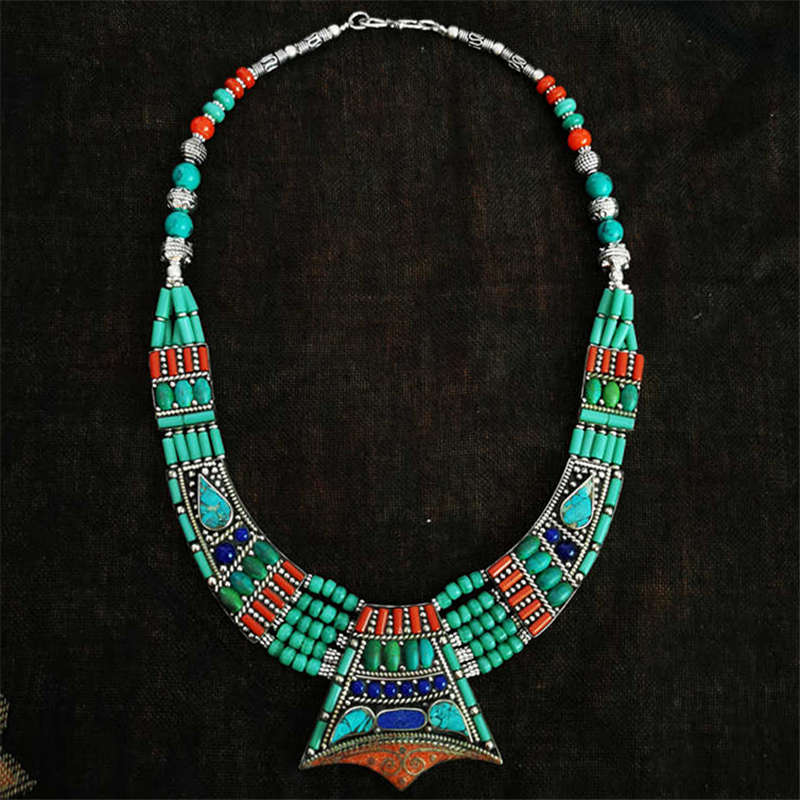Vintage Collectible Jewelry - BOHO 빈티지 목걸이 컬렉션, 구리 상감