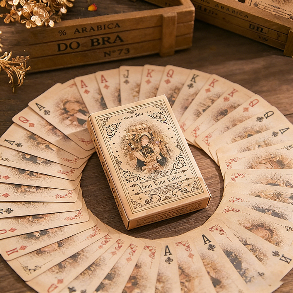 빈티지 동화 소녀 플레잉 카드 55개, 유럽 커피 테마 - Vintage Collectible Playing Cards 리뷰 및 가격