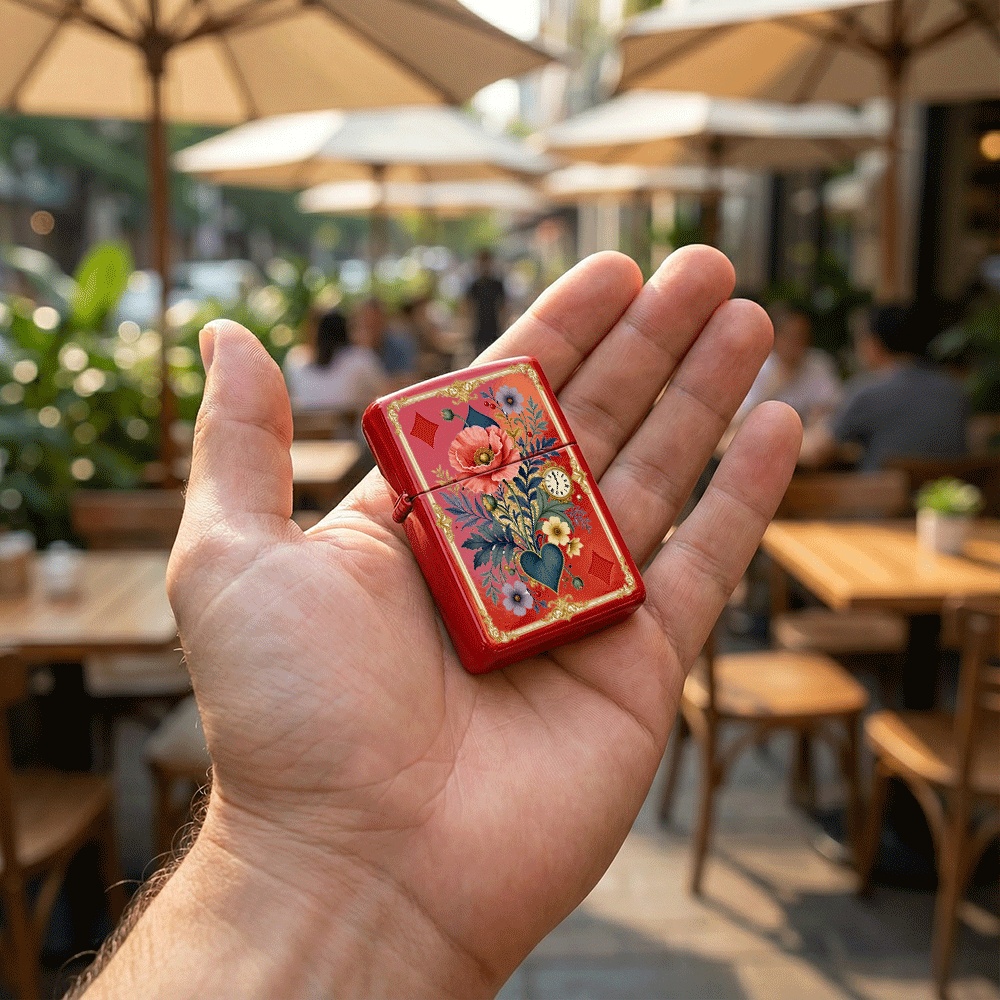 빈티지 장식 스타일 플립탑 라이터, 플레잉 카드 꽃무늬 - Vintage Collectible Playing Cards 리뷰 및 가격