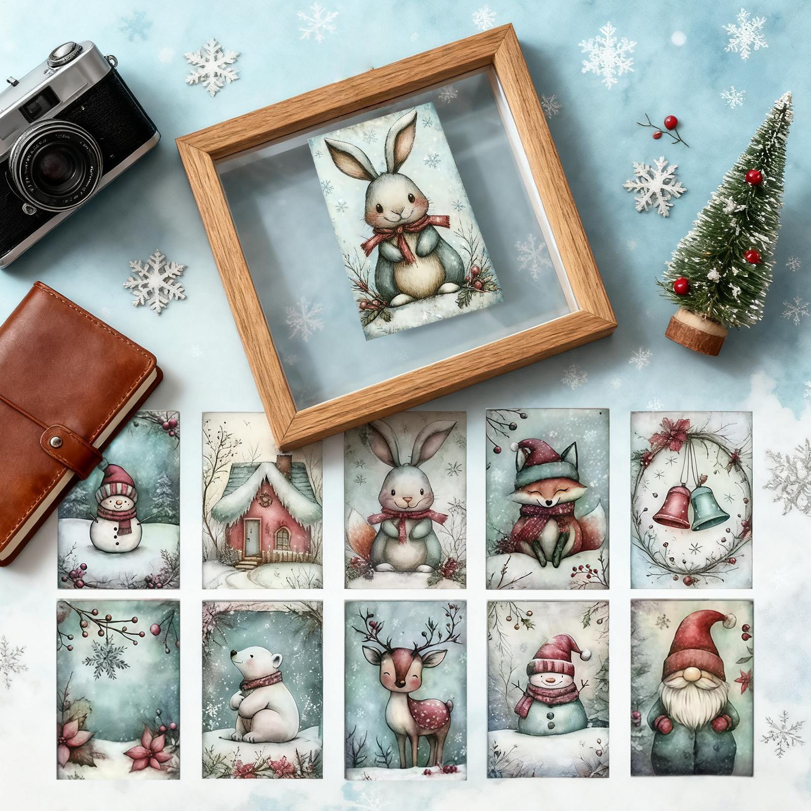 크리스마스 인사말 카드 20피스 수집용 눈 테마 빈티지 - Collectible Vintage Greeting Cards 리뷰 및 가격