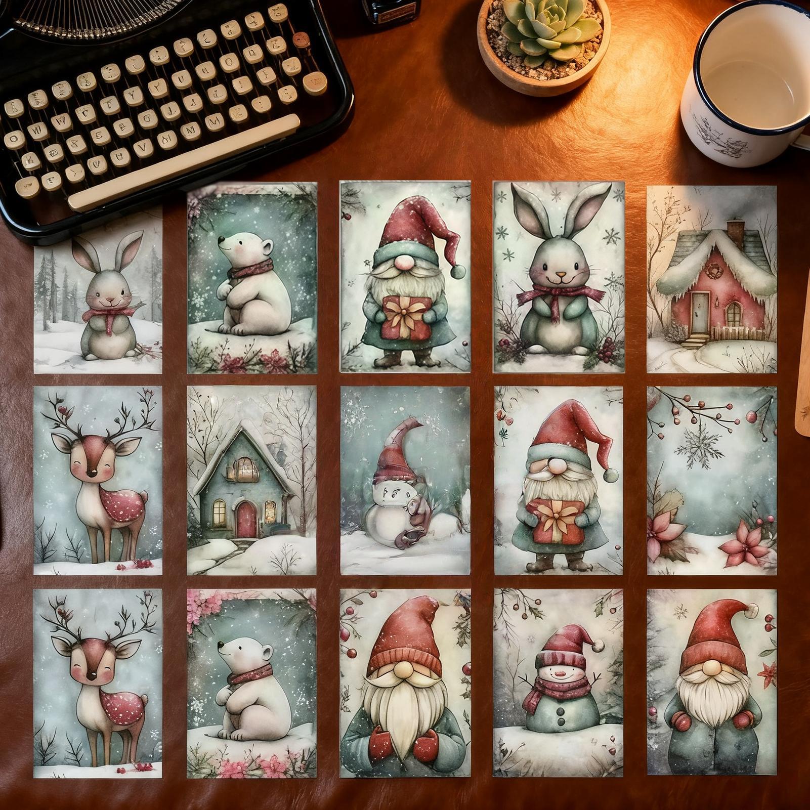 크리스마스 인사말 카드 20피스 수집용 눈 테마 빈티지 - Collectible Vintage Greeting Cards 리뷰 및 가격