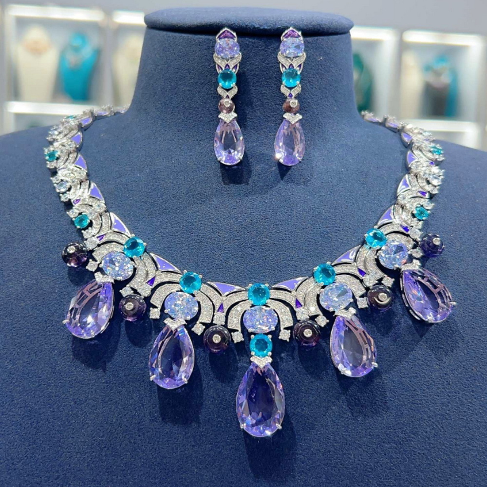 디자이너 컬렉션 스타일 귀걸이 목걸이 여성용 큐빅 지르 - Vintage Collectible Jewelry 리뷰 및 가격