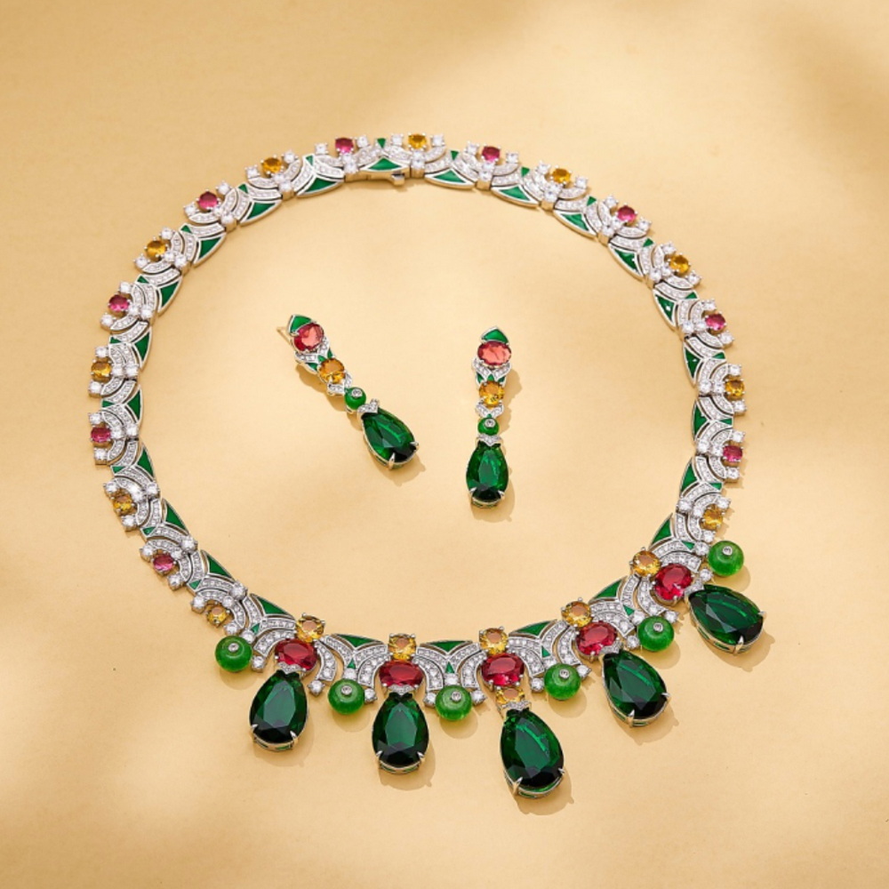 디자이너 컬렉션 스타일 귀걸이 목걸이 여성용 큐빅 지르 - Vintage Collectible Jewelry 리뷰 및 가격