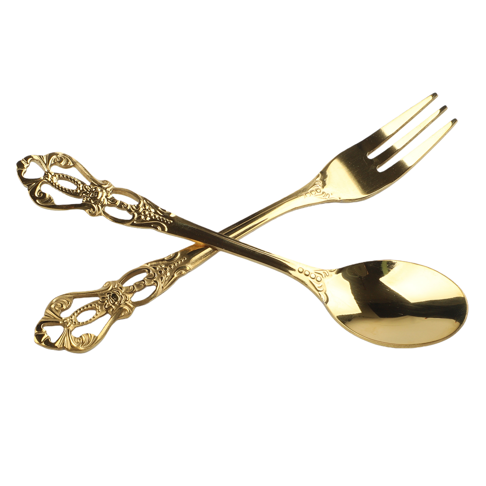 1쌍 빈티지 스푼 포크 미니 로얄 스타일 스테인리스 스 - Vintage Collectible Spoons 리뷰 및 가격
