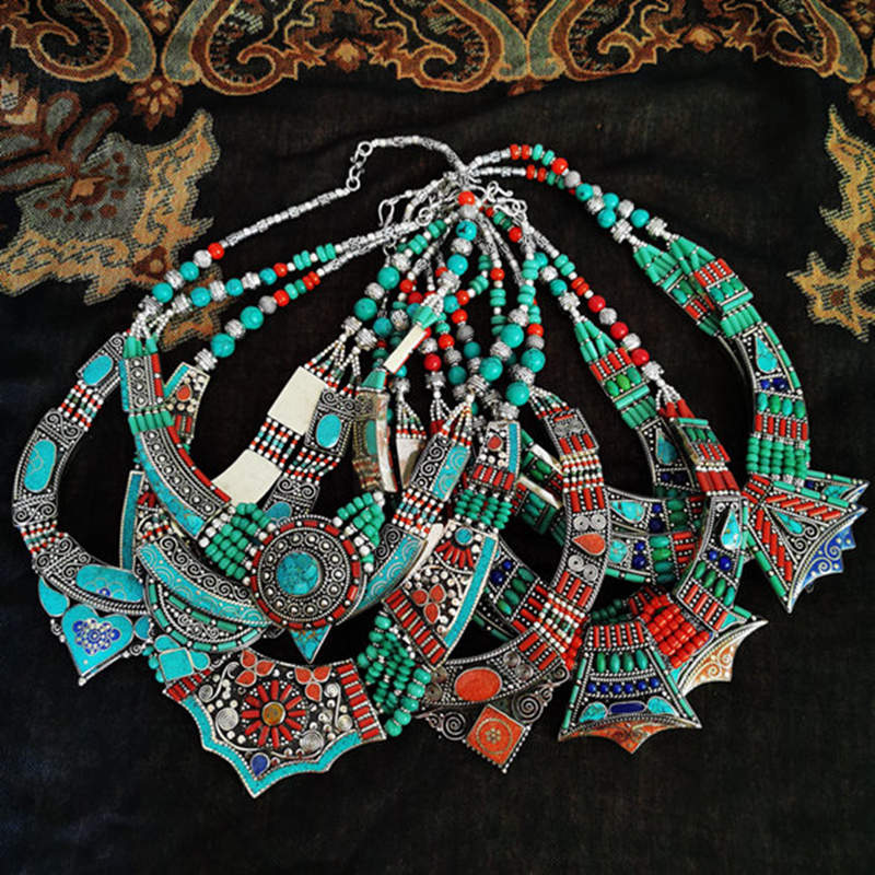 BOHO 빈티지 목걸이 컬렉션, 구리 상감 큰 펜던트  - Vintage Collectible Jewelry 리뷰 및 가격