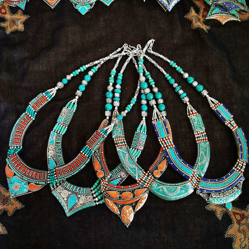 BOHO 빈티지 목걸이 컬렉션, 구리 상감 큰 펜던트  - Vintage Collectible Jewelry 리뷰 및 가격