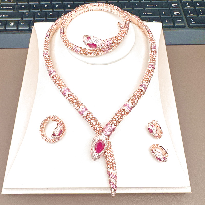 디자이너 컬렉션 목걸이 팔찌 귀걸이 반지 핑크 큐빅 지 - Vintage Collectible Jewelry 리뷰 및 가격