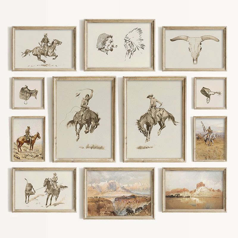 남서부 스타일 카우보이 벽 장식 빈티지 웨스턴 프린트  - Vintage Things Collection 리뷰 및 가격