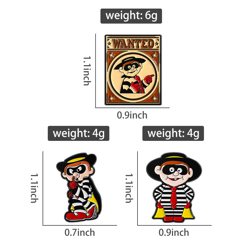 빈티지 햄버글러 에나멜 핀 세트 브로치 만화 캐릭터 라 - Vintage Collectible Jewelry 리뷰 및 가격